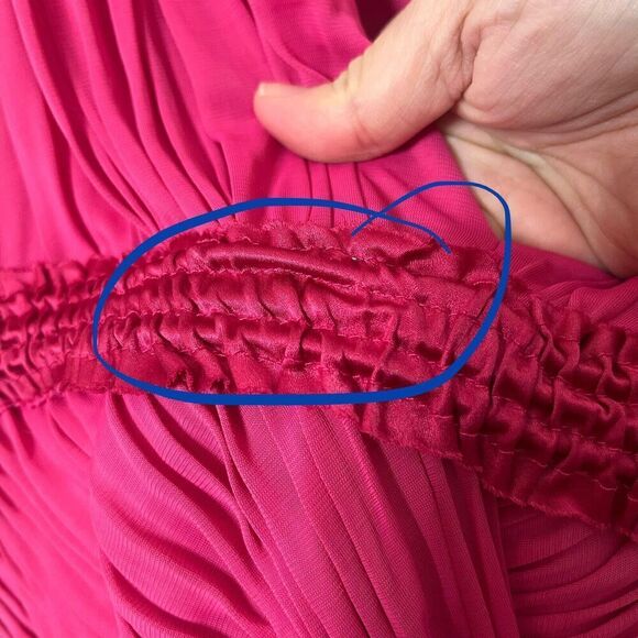 Amanda Wakeley Deep V Long Maxi Dress Pink Gown Women’s Size L Flawed - Picture 12 of 13